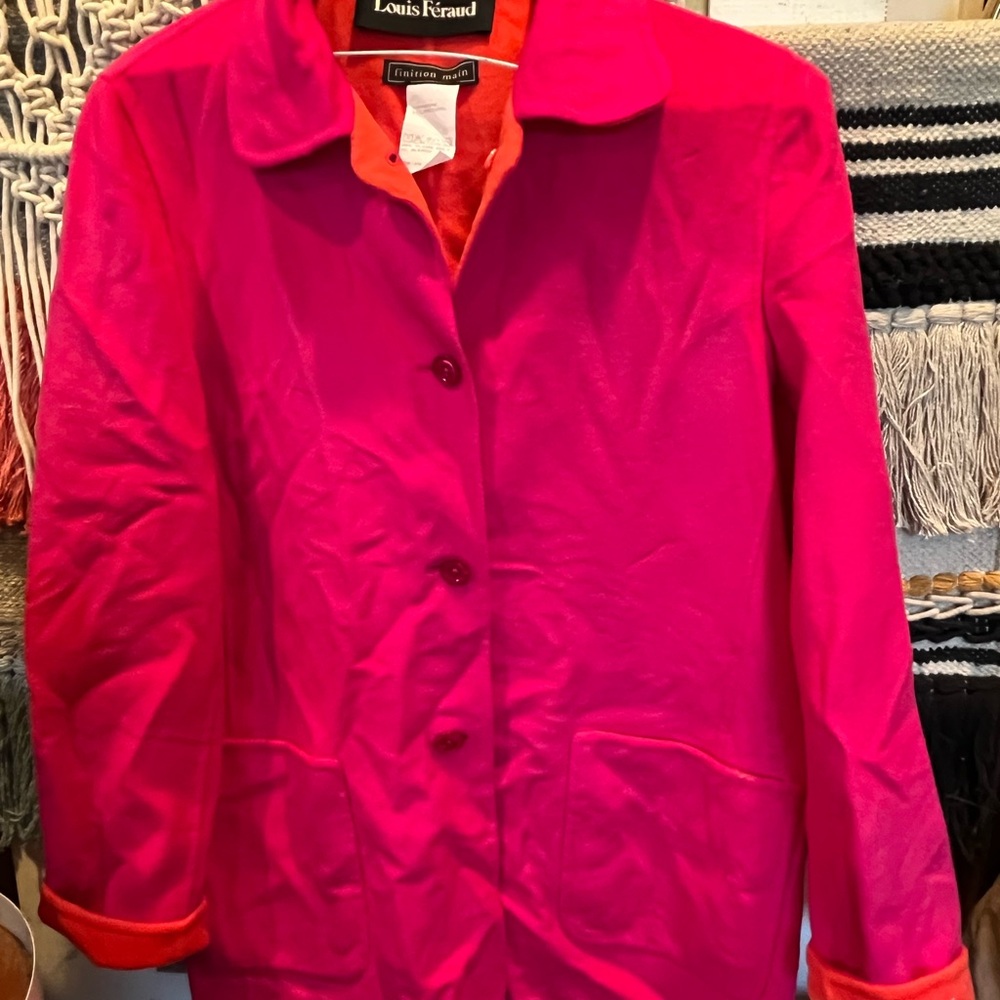 New Louis Feraud Women's Pink alpaca lambs wool Jacket coat size 8 soft warm